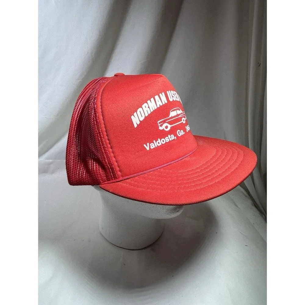 Vintage Norman Used Cars Valdosta Georgia GA Auto Mesh Rope Red Trucker Snapback